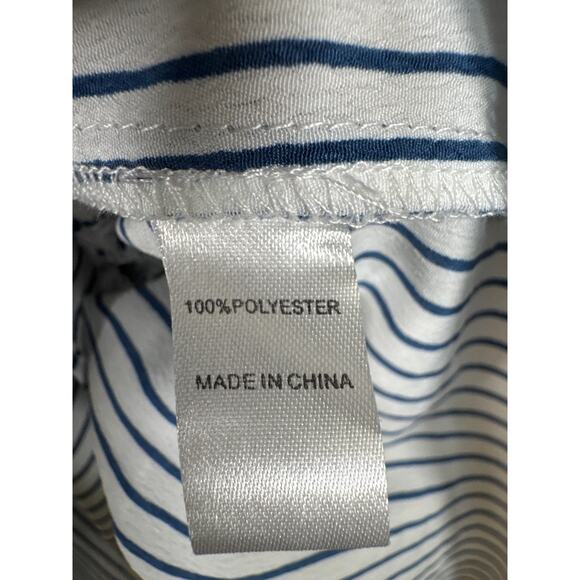 Central Park West Claudia Smocked Waist Boho Chic Blue White Stripe Dress Small - Picture 9 of 10